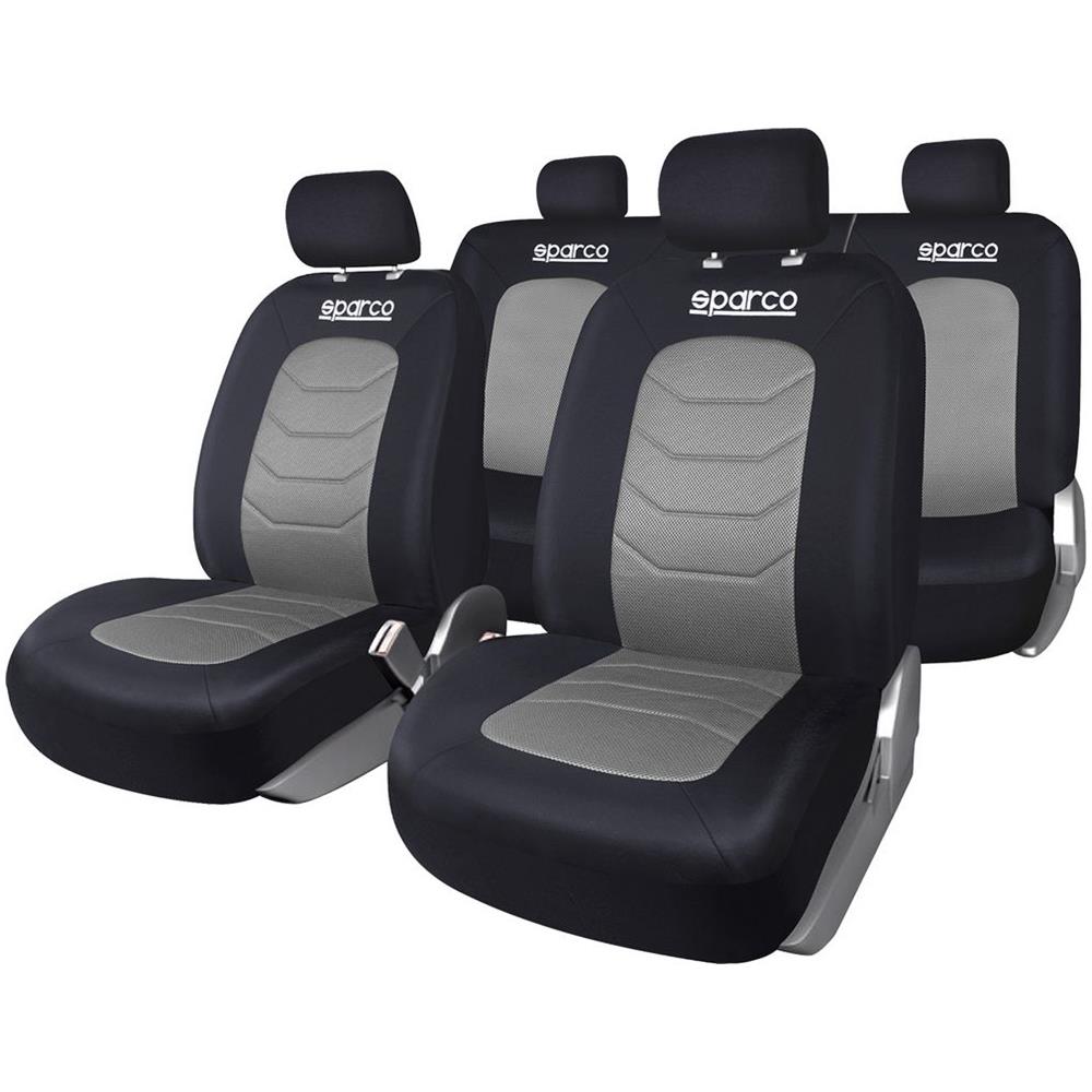 Set Completo Spc1019 Coprisedili Auto Universali Nero E Grigio Righe - Foto 2