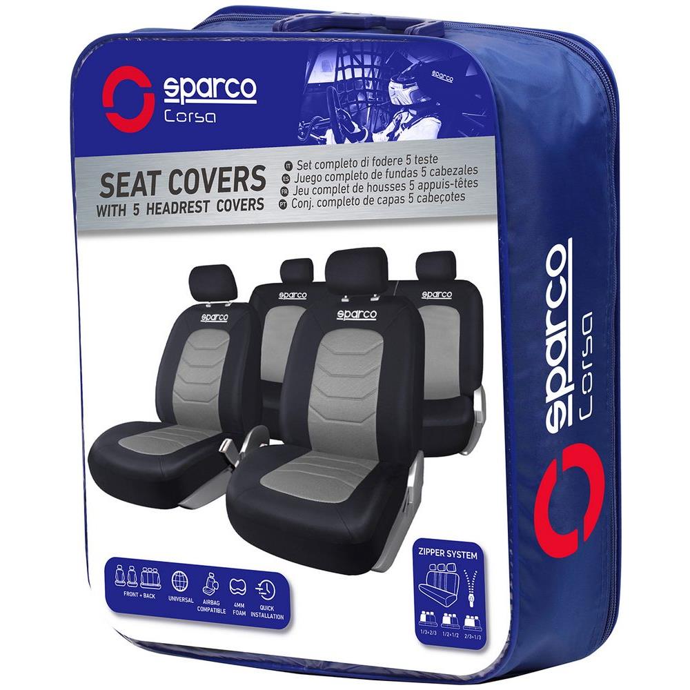 Set Completo Spc1019 Coprisedili Auto Universali Nero E Grigio Righe - Foto 4