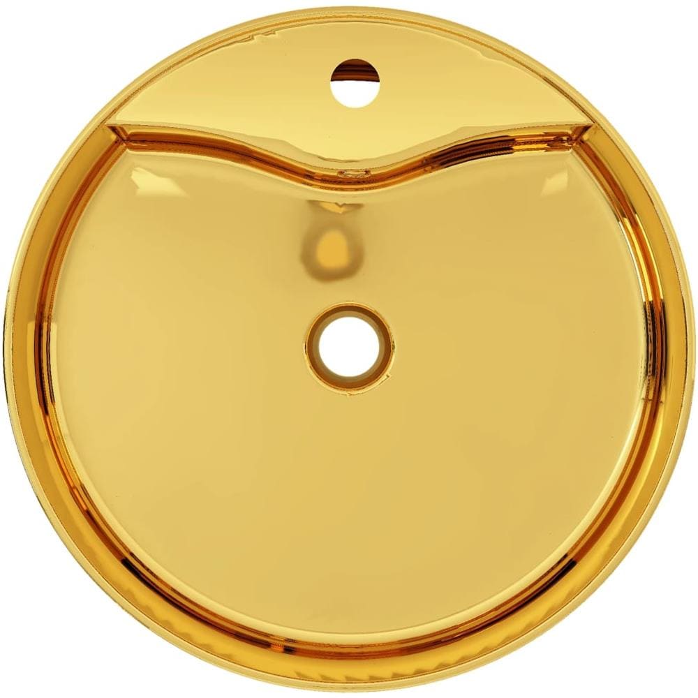 Lavandino Con Troppopieno 46,5x15,5 Cm In Ceramica Oro - Foto 2