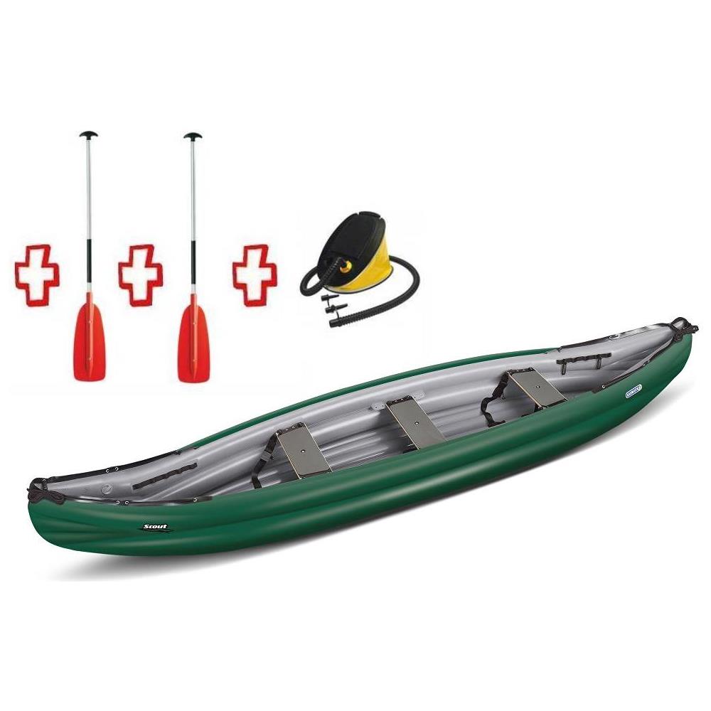 Canoa Gonfiabile Scout Verde 044667-g (13/11c) + 2 Remi + Pompa - Foto 1