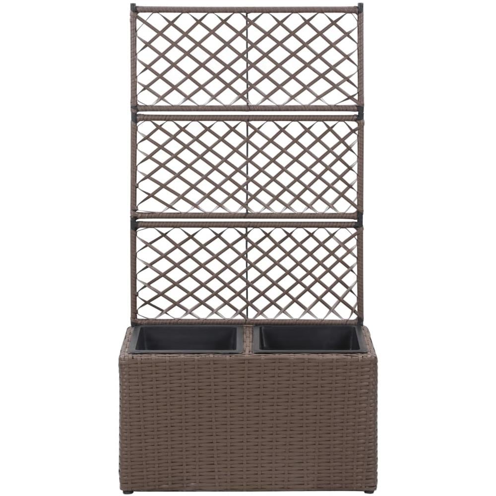 Letto Rialzato Traliccio 2 Vasi 58x30x107 Cm Polyrattan Marrone - Foto 2