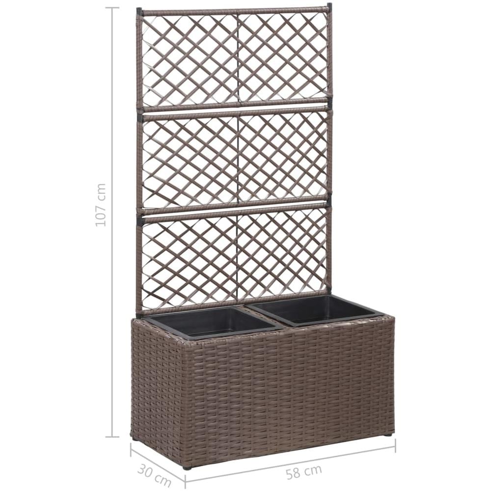 Letto Rialzato Traliccio 2 Vasi 58x30x107 Cm Polyrattan Marrone - Foto 7