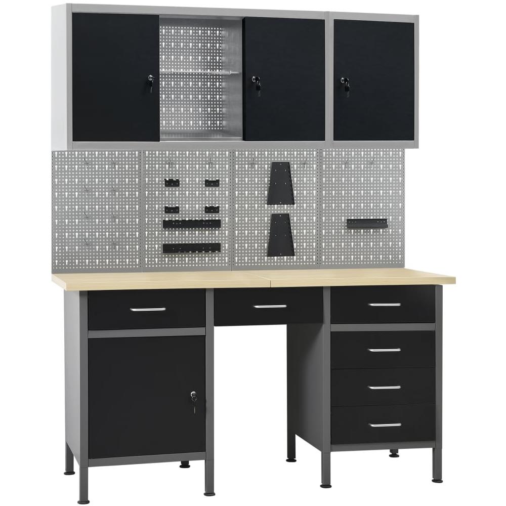 Banco da Lavoro con 4 Pannelli a Parete e 2 Armadietti - Foto 1