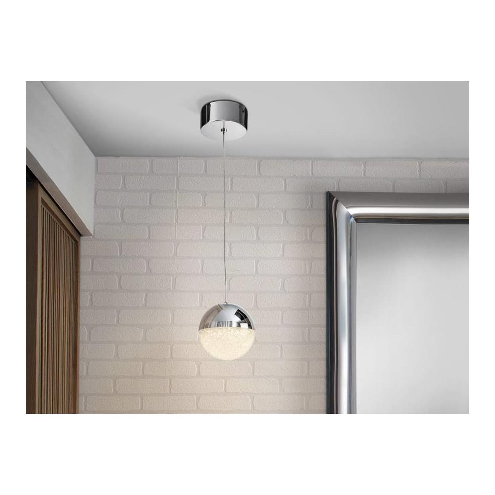 Sospensione A Soffitto Con Globo Led Integrato, Cromata - Foto 1