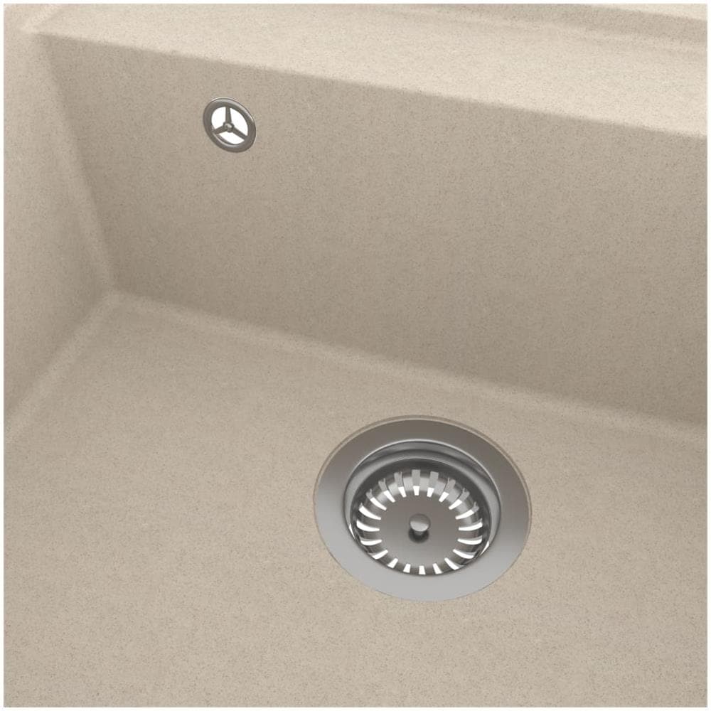 Lavello da Cucina con Foro Troppopieno Beige in Granito - Foto 2