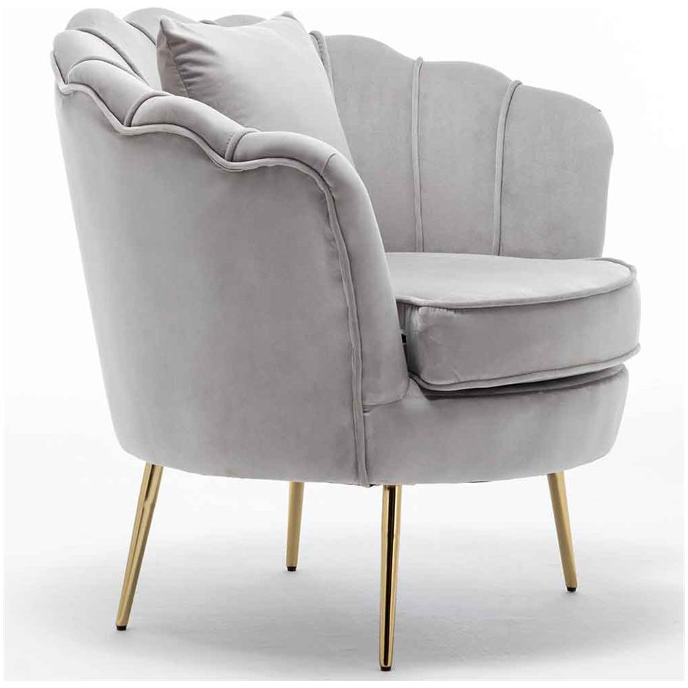 Poltrona Sedia Relax Tessuto Velluto E Metallo Imbottita Design Moderno Grigio - Foto 2