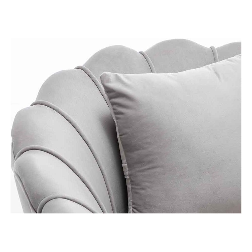 Poltrona Sedia Relax Tessuto Velluto E Metallo Imbottita Design Moderno Grigio - Foto 5