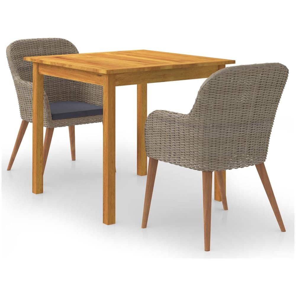 Set Mobili da Pranzo per Giardino 3 pz Marrone - Foto 1