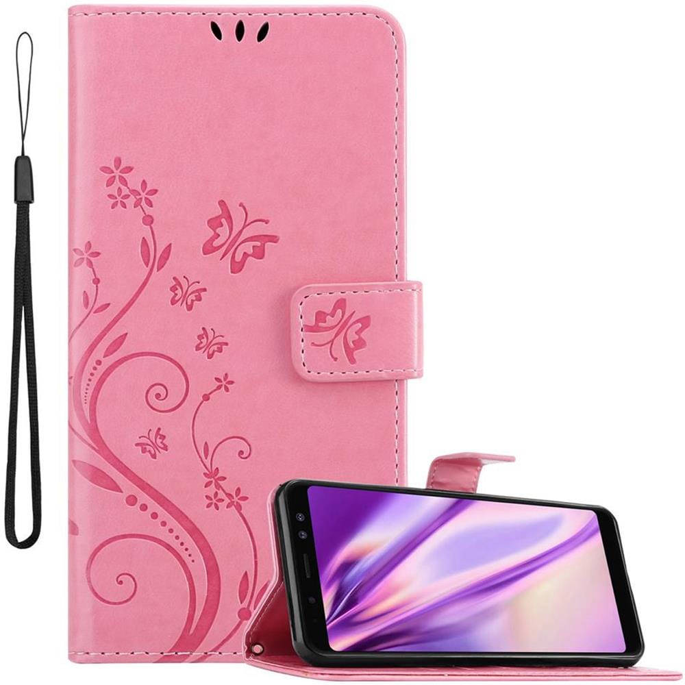 Custodia Compatibile Con Samsung Galaxy A8 2018 In Rosa Fiore - Coperchio Protettivo In Design Floreale Con Chiusura Magnetica, Funzione Stand E Slot Per Carte - Foto 1