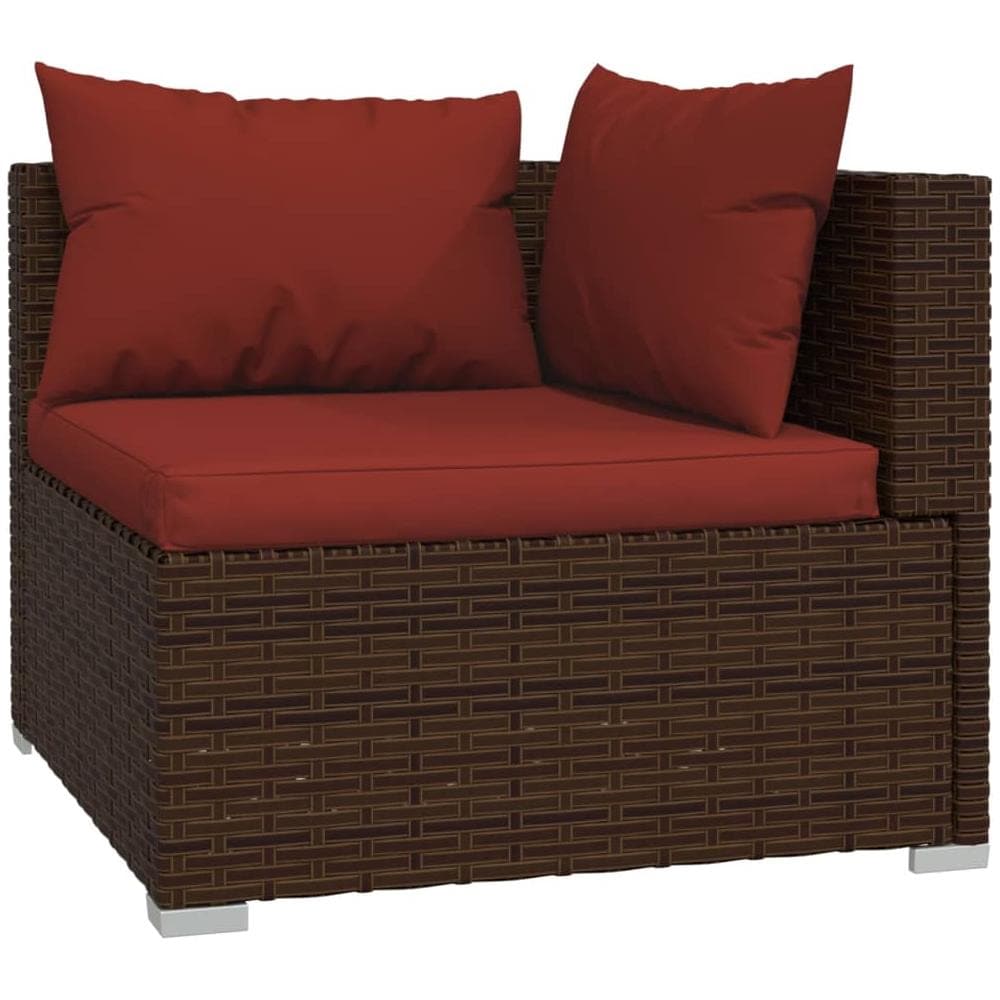 Set Divani Da Giardino 5 Pz Con Cuscini In Polyrattan Marrone - Foto 2