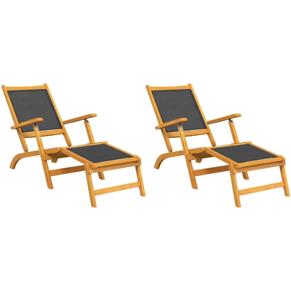 Sedie A Sdraio Da Esterno 2pz Legno Massello Acacia E Textilene - Foto 2