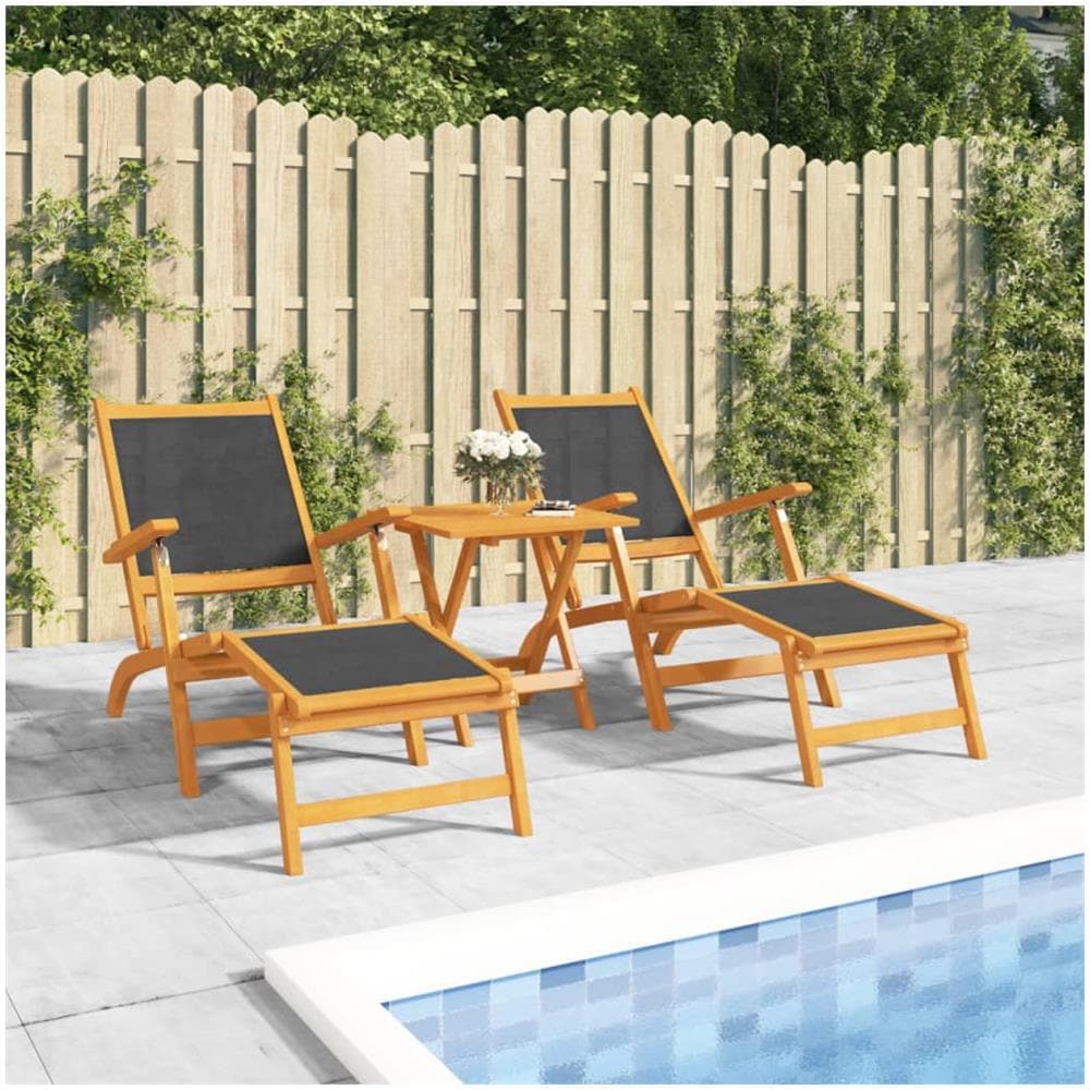 Sedie A Sdraio Da Esterno 2pz Legno Massello Acacia E Textilene - Foto 1