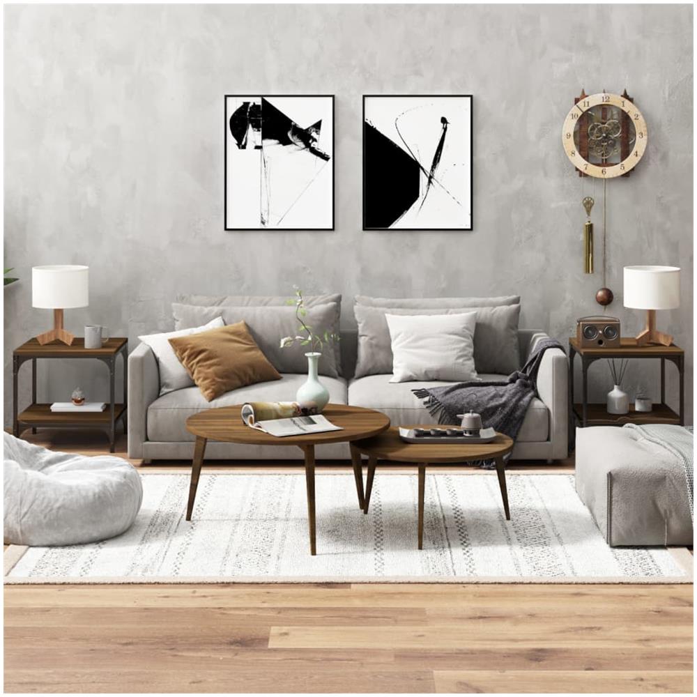 Tavolini 2pz Nerorovere Marrone 40x40x40cm In Legno Multistrato - Foto 1