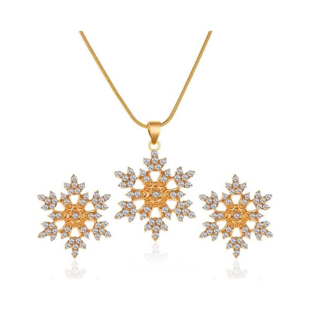 Set Di Orecchini Con Collana Di Fiocchi Di Neve Gold - Foto 1