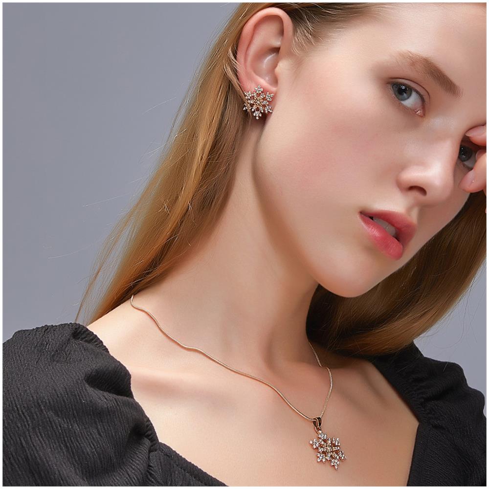Set Di Orecchini Con Collana Di Fiocchi Di Neve Gold - Foto 2