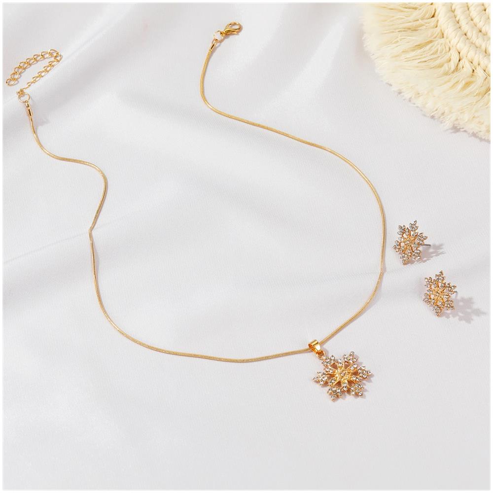 Set Di Orecchini Con Collana Di Fiocchi Di Neve Gold - Foto 6