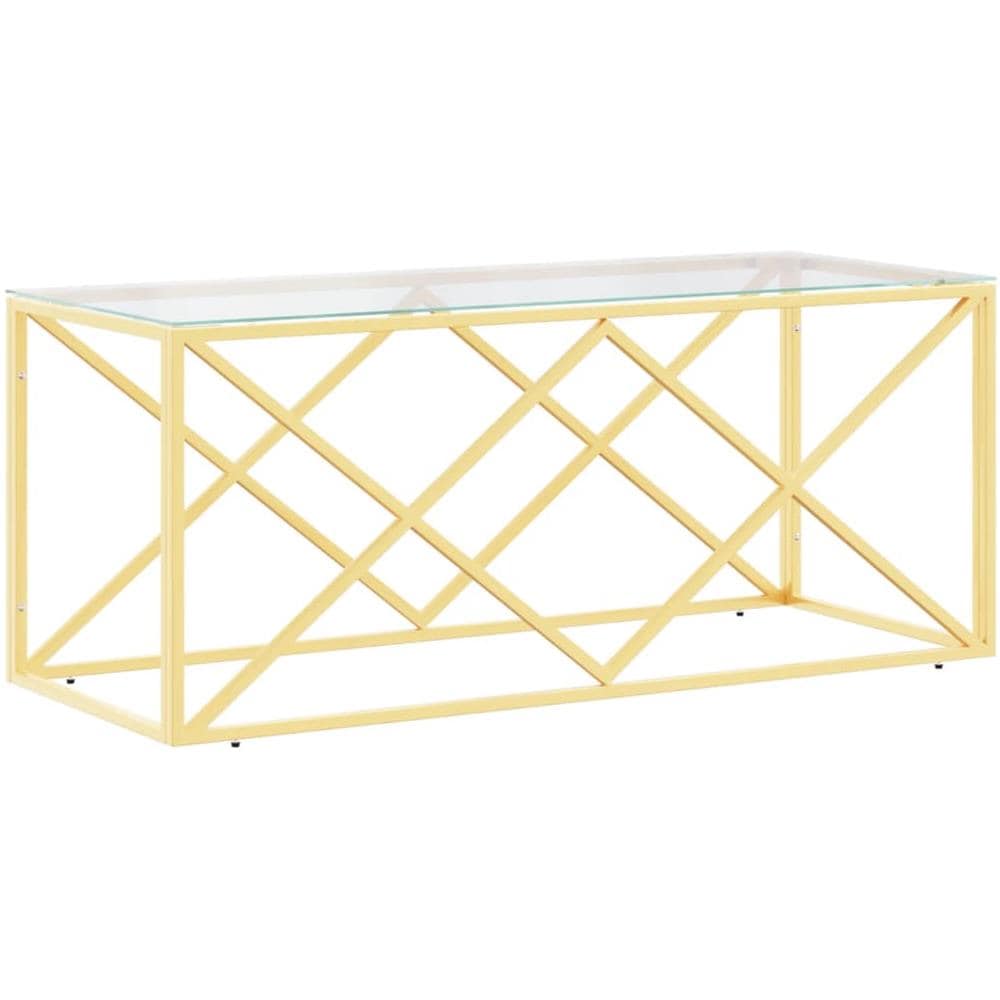 Tavolino Da Salotto 110x45x45 Cm In Acciaio Inox E Vetro - Foto 2