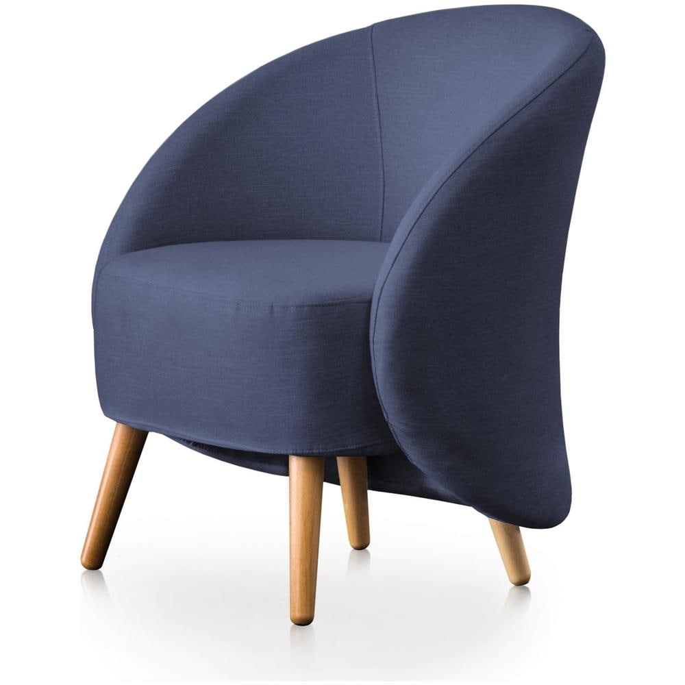 Poltrona Annarella, Poltrona Di Design Da Salotto, 100% Made In Italy, Poltroncina Relax In Tessuto Imbottito, Cm 70x60h80, Blu - Foto 2