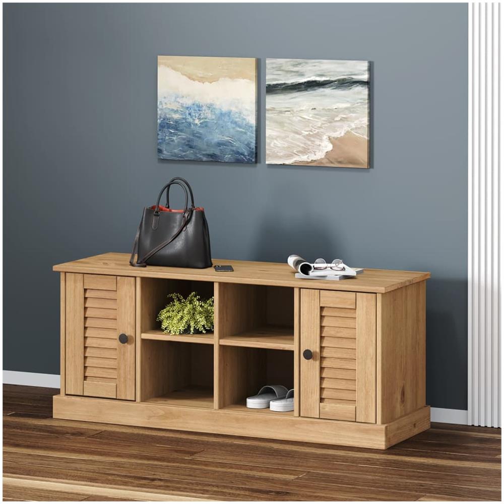 Panca Porta Scarpe Vigo 106x35x40 Cm In Legno Massello Di Pino - Foto 1