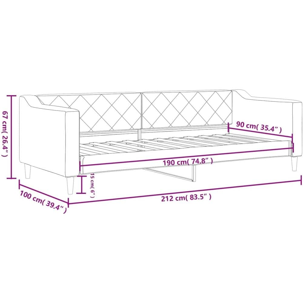 Letto Da Giorno Grigio Chiaro 90x190 Cm In Tessuto - Foto 6
