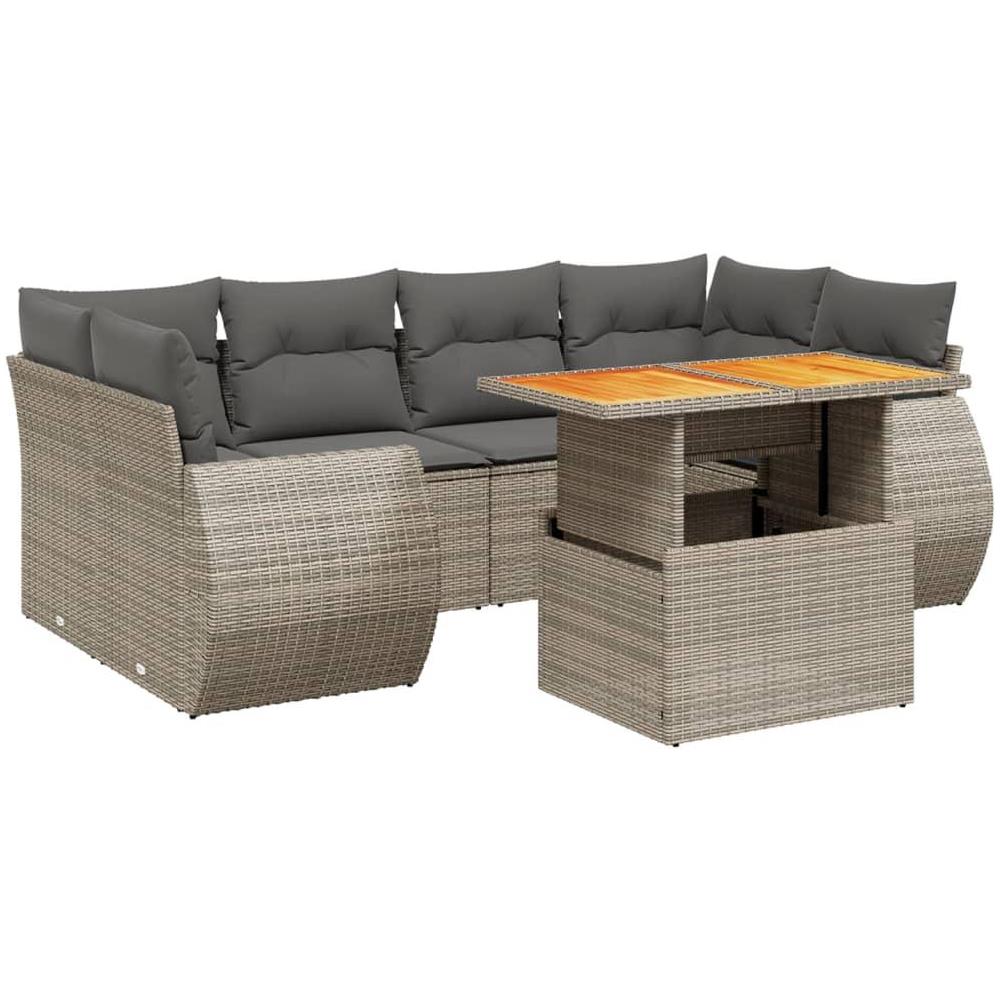 Set Divani da Giardino 7 pz con Cuscini Grigio in Polyrattan - Foto 1