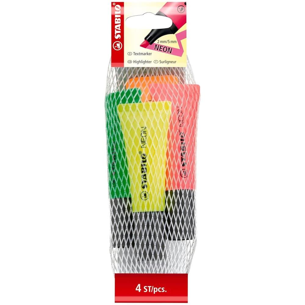 NEON - Evidenziatore - Retina da 4 - Giallo /Verde /Arancio /Rosa - Foto 1