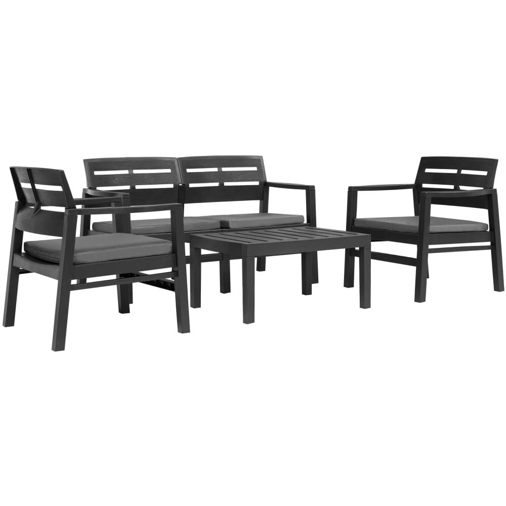 Set Salotto Da Giardino 4 Pz In Plastica Antracite - Foto 1
