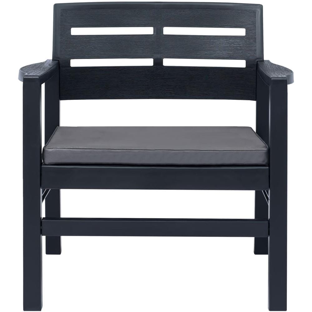 Set Salotto Da Giardino 4 Pz In Plastica Antracite - Foto 7