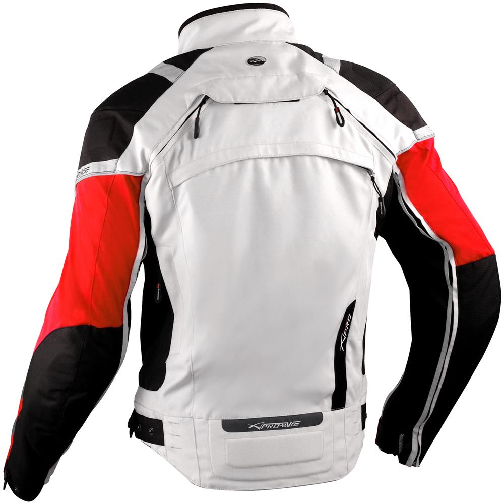 Giacca Moto Tessuto Mesh Protezioni Ce Impermeabile 4 Stagioni Bianco / rosso S - Foto 2