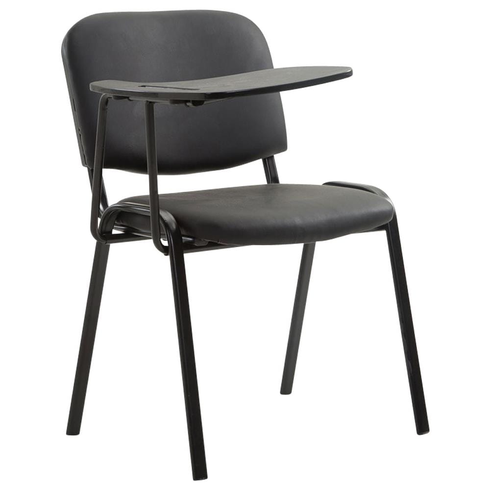 Sedia Visitatore Ken con Tavolino Richiudibile E Seduta in Similpelle I Sedia Ospite Imbottita Riunioni E Conferenze con Telaio in Metallo Nero - Foto 1