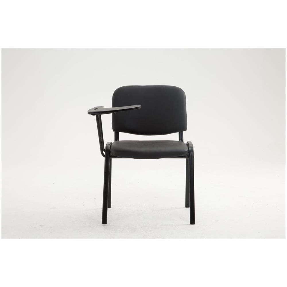 Sedia Visitatore Ken con Tavolino Richiudibile E Seduta in Similpelle I Sedia Ospite Imbottita Riunioni E Conferenze con Telaio in Metallo Nero - Foto 2
