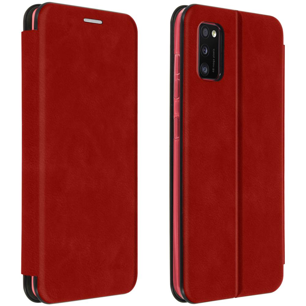 Custodia Samsung Galaxy A41 In Pelle Vera Portacarte Supporto Video Rosso - Foto 1