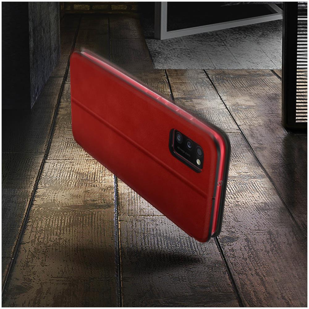 Custodia Samsung Galaxy A41 In Pelle Vera Portacarte Supporto Video Rosso - Foto 5