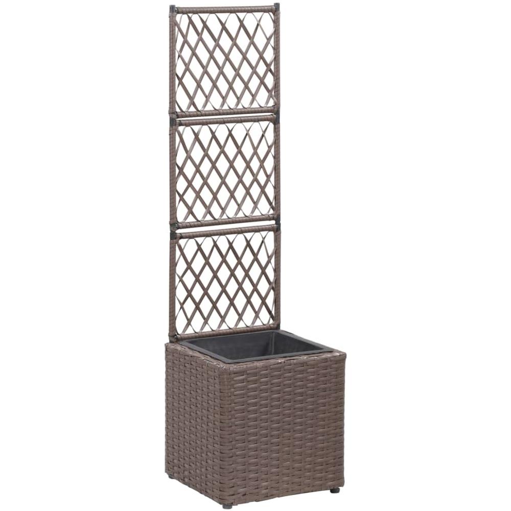 Letto Rialzato Traliccio 1 Vaso 30x30x107cm Polyrattan Marrone - Foto 1