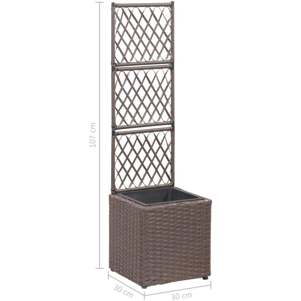 Letto Rialzato Traliccio 1 Vaso 30x30x107cm Polyrattan Marrone - Foto 7