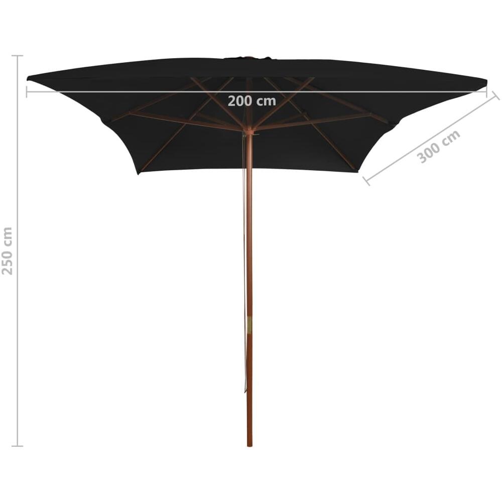 Ombrellone Da Esterni Con Palo In Legno 200x300 Cm Nero - Foto 6