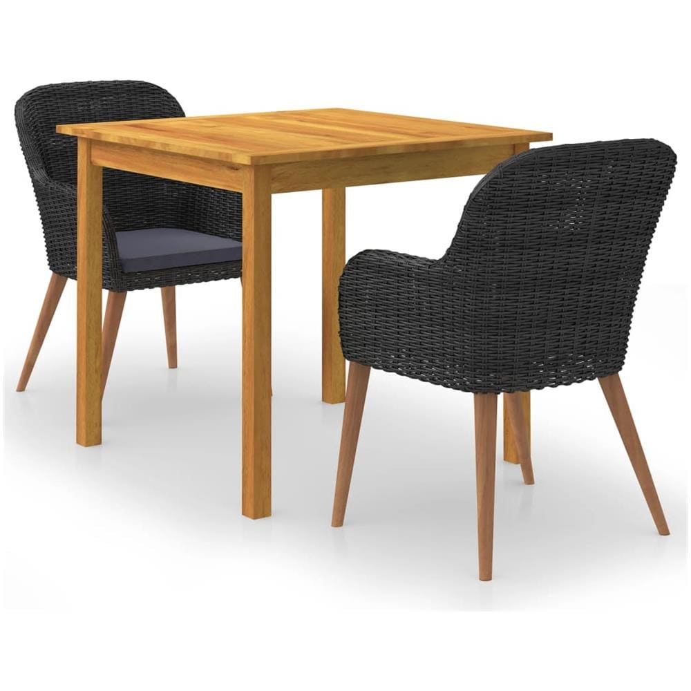 Set Mobili da Pranzo per Giardino 3 pz Nero - Foto 1