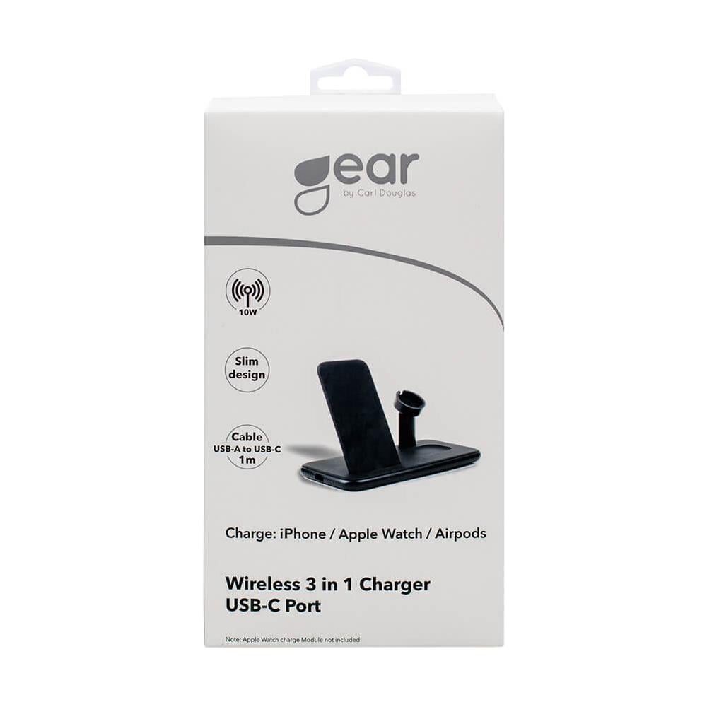 Wireless Triple Qi Caricatore Usb-c Conn. Mobile / Orologio / Airpods Neri Da 20 W Totali - Foto 2