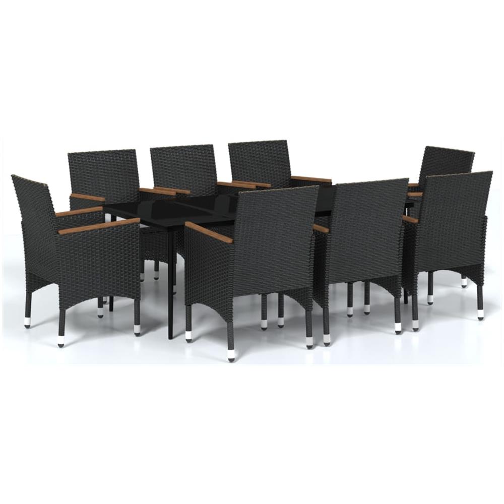 Set Mobili Da Pranzo Da Giardino 9 Pz Con Cuscini Nero - Foto 2