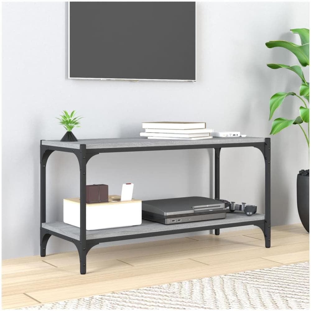 Mobile Tv Grigio Sonoma 80x33x41 Cm Legno Multistrato E Acciaio - Foto 1