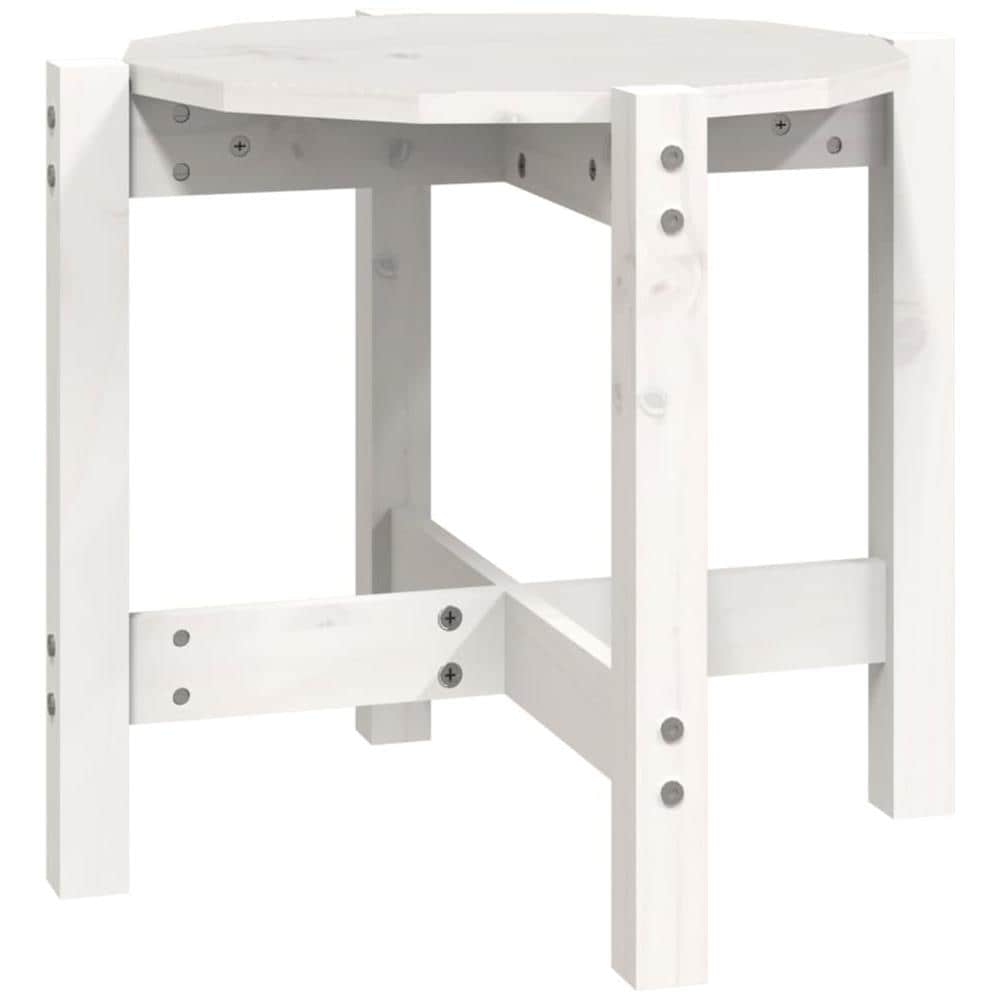 Tavolino da Salotto Bianco ? 52,5x45 cm Legno Massello di Pino - Foto 2