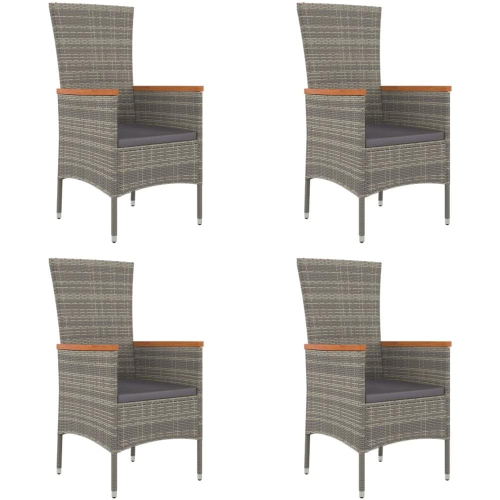 Sedie Da Giardino Con Cuscini 4 Pz In Polyrattan Grigie - Foto 1