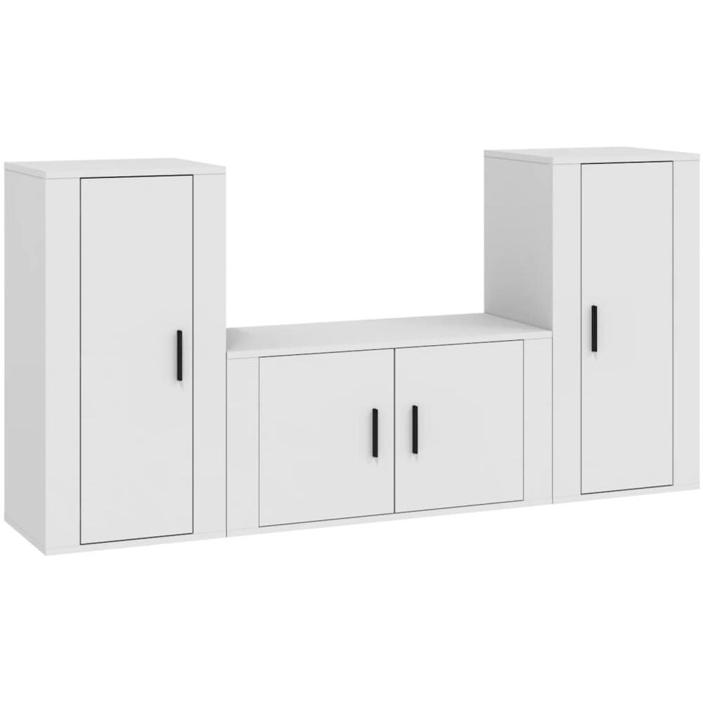 Set Mobili Porta Tv 3 Pz Bianco In Legno Multistrato - Foto 2