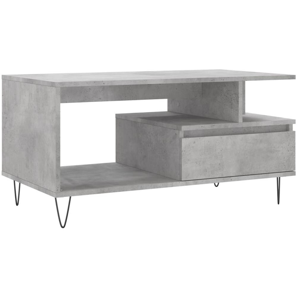 Tavolino Salotto Grigio Cemento 90x49x45 Cm Legno Multistrato - Foto 2