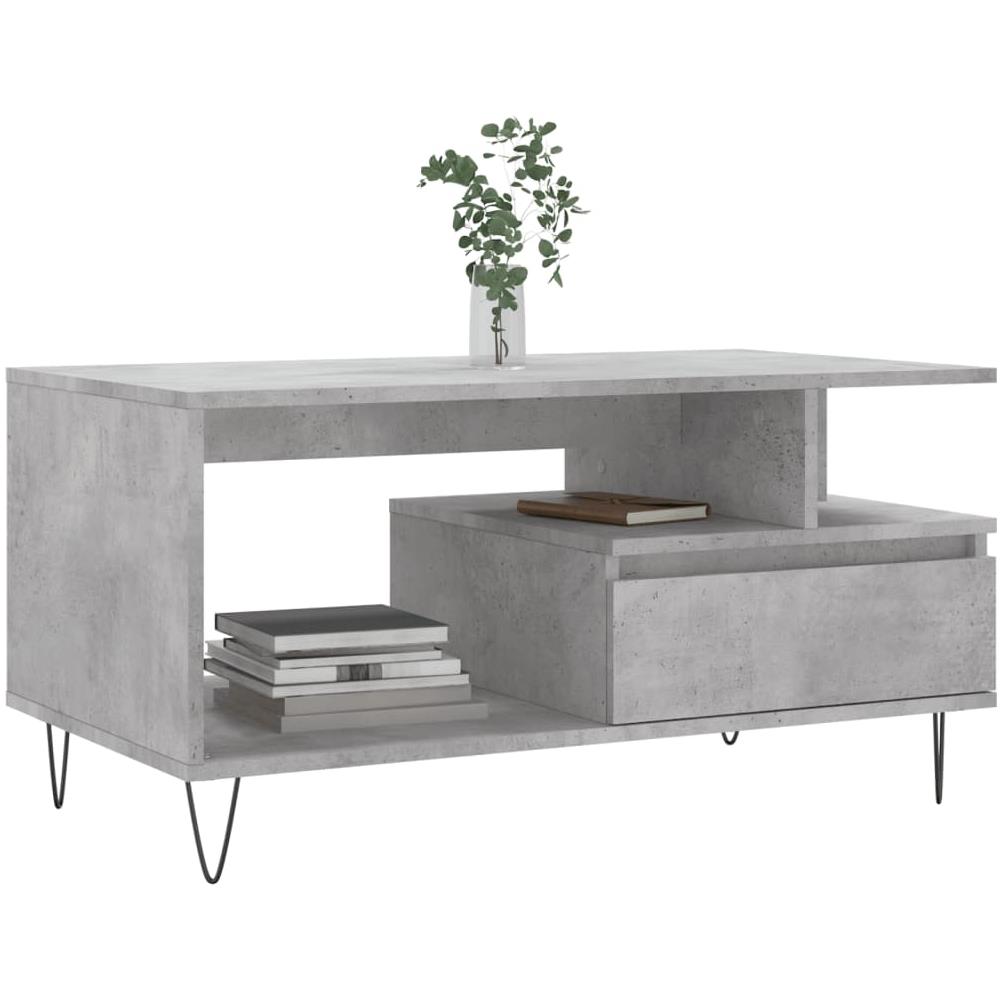 Tavolino Salotto Grigio Cemento 90x49x45 Cm Legno Multistrato - Foto 3
