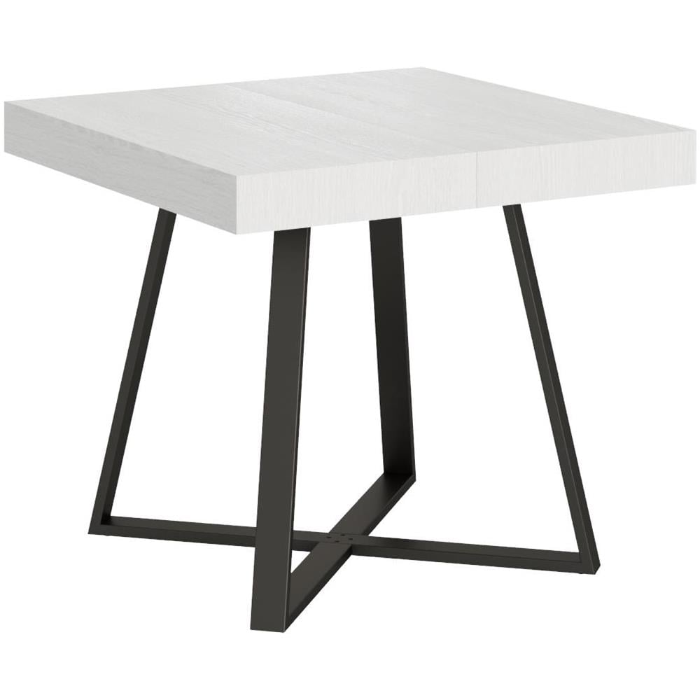 Tavolo allungabile 90x90/194 cm Abbraccio bianco frassino gambe antracite - Foto 1