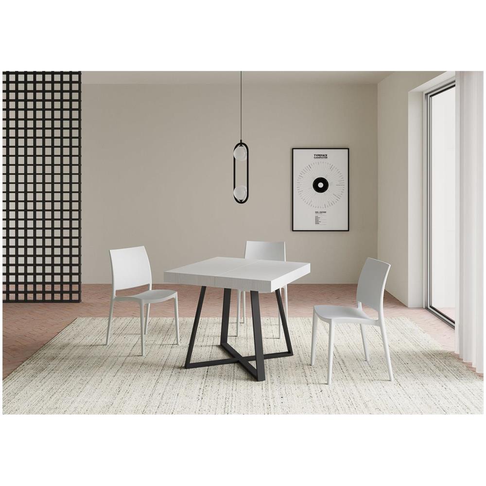 Tavolo allungabile 90x90/194 cm Abbraccio bianco frassino gambe antracite - Foto 2