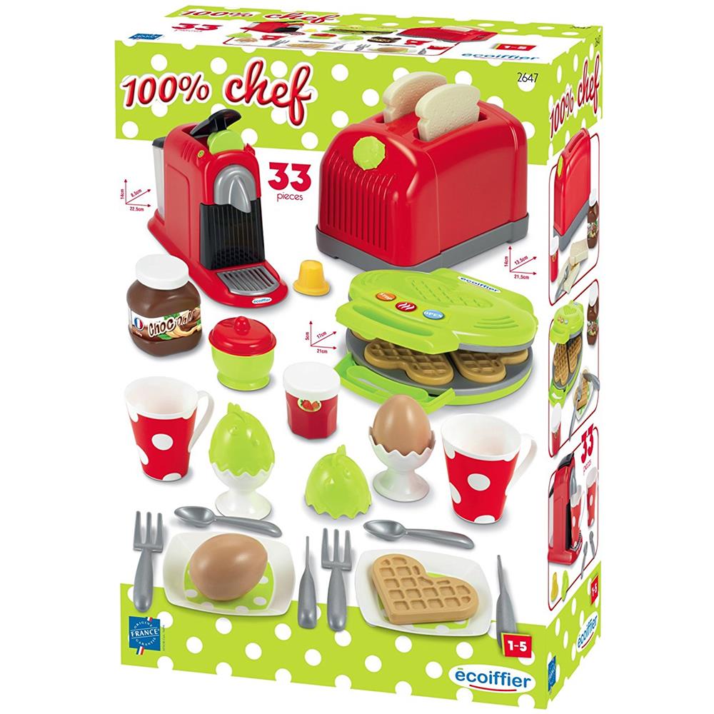100% Chef Maxi Set Per La Colazione Con Tostapane, Macchina Del Caffe' E Piastra Waffle - Foto 1