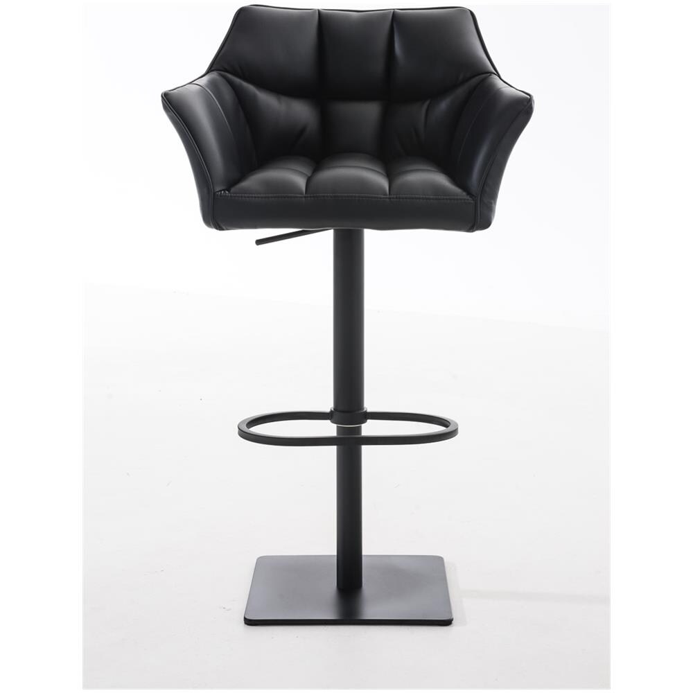 Sgabello Alto Regolabile Damaso in Similpelle I Sgabello Bancone con Braccioli E Schienale Imbottiti E Poggiapiedi, H 58-83 CM Nero Nero - Foto 2