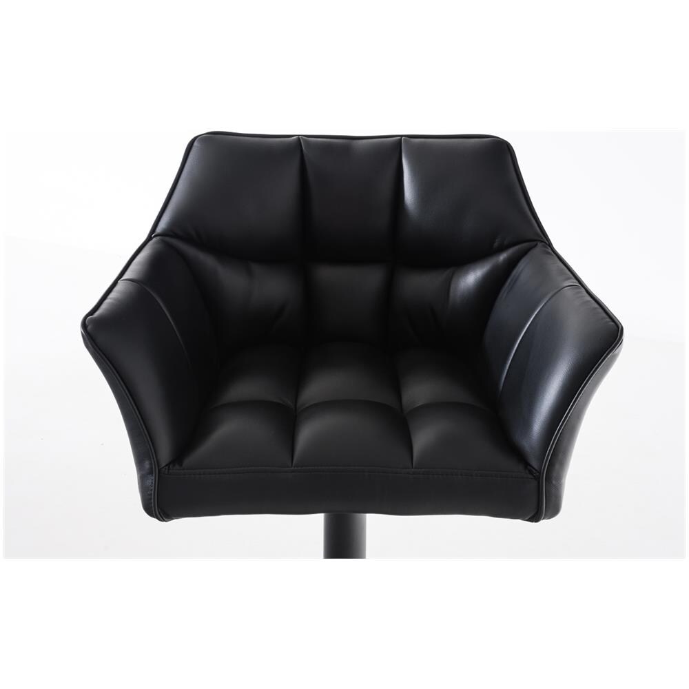 Sgabello Alto Regolabile Damaso in Similpelle I Sgabello Bancone con Braccioli E Schienale Imbottiti E Poggiapiedi, H 58-83 CM Nero Nero - Foto 5